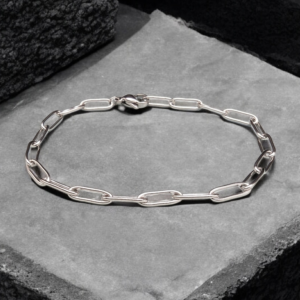 Stainless Steel Paper Clip Chain Stackable Bracelet 6 inch